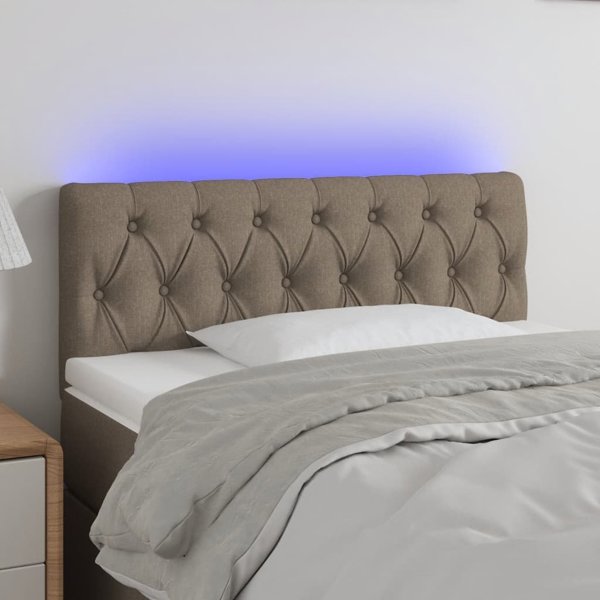 vidaXL Zaglowek do lozka z LED, kolory taupe, 90x7x78/88 cm, tkanina