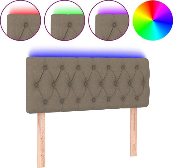 vidaXL Zaglowek do lozka z LED, kolory taupe, 90x7x78/88 cm, tkanina