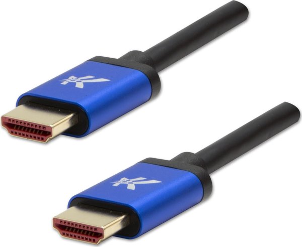 Καλώδιο HDMI 2.1 NoName Ultra High Speed, 8K@60Hz, 48Gbps, Επιχρυσωμένες Συνδέσεις, Αλουμινένιο Περίβλημα, 1m, Μπλε