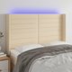 vidaXL Προσκέφαλο για κρεβάτι με LED, κρεμ, 147x16x118/128 cm, ύφασμα