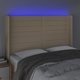 vidaXL Προσκέφαλο για κρεβάτι με LED, κρεμ, 147x16x118/128 cm, ύφασμα