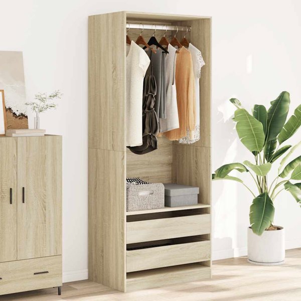 vidaXL Ντουλάπα Ρούχων 80x50x200 εκ. από Ξύλο Δρυς Σονόμα