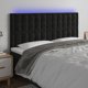 vidaXL Zaglowek do lozka z LED, czarny, 200x5x118/128 cm, aksamit