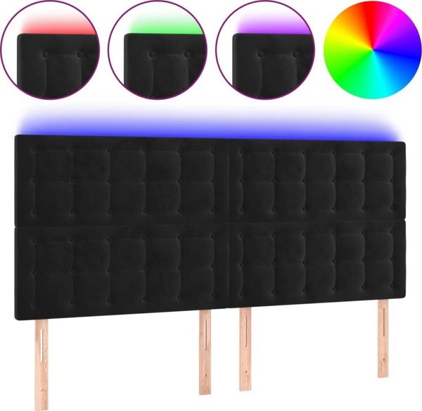 vidaXL Zaglowek do lozka z LED, czarny, 200x5x118/128 cm, aksamit