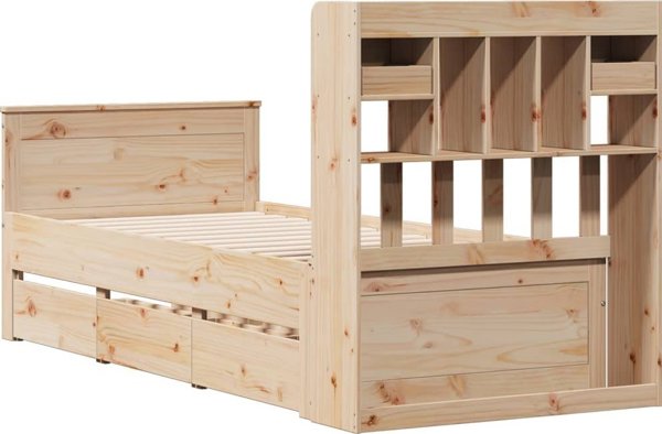 vidaXL Κρεβάτι με Ράφι, χωρίς Στρώμα, 100x200 εκ., από Πεύκο