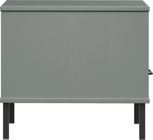 vidaXL Κομοδίνο OSLO, Μεταλλικά πόδια, γκρι, μασίφ πεύκο