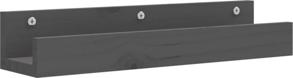 vidaXL Τοίχου ράφια, 2 τεμ., γκρι, 50x12x9 εκ., ξύλο πεύκου