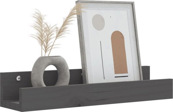 vidaXL Τοίχου ράφια, 2 τεμ., γκρι, 50x12x9 εκ., ξύλο πεύκου