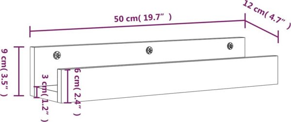 vidaXL Τοίχου ράφια, 2 τεμ., γκρι, 50x12x9 εκ., ξύλο πεύκου