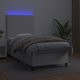 vidaXL Κρεβάτι κοντινεντάλ με στρώμα και LED, λευκό οικολογικό δέρμα, 90x200 εκ.
