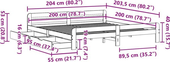 vidaXL Κορνίζα κρεβατιού χωρίς στρώμα, 200x200 εκ., από συμπαγές πεύκο