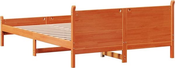 vidaXL Rama κρεβατιού χωρίς στρώμα, κερωμένο καφέ, 120x200 cm, μασίφ πεύκο