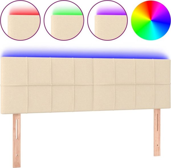 vidaXL Zaglowek do lozkou me LED, krem, 144x5x78/88 cm, tisxania