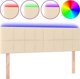 vidaXL Zaglowek do lozkou me LED, krem, 144x5x78/88 cm, tisxania