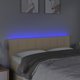 vidaXL Zaglowek do lozkou me LED, krem, 144x5x78/88 cm, tisxania