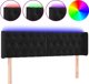 vidaXL Zaglobek do lozka z LED, czarny, 163x16x78/88 cm, aksamit