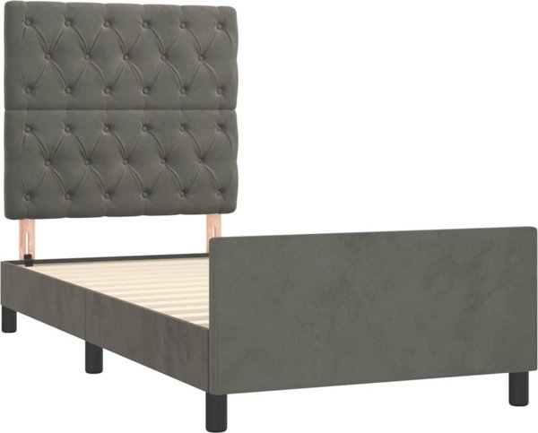 vidaXL Rama giatou me zaglowek, skouro gkri, 80x200 cm, aksamit
