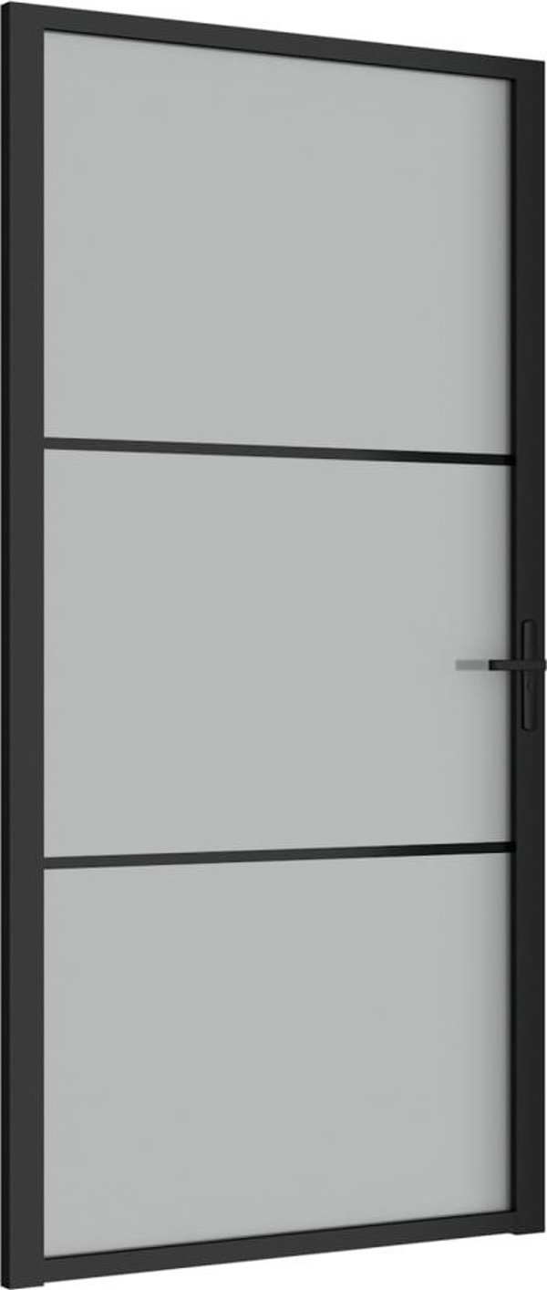 vidaXL Εσωτερική πόρτα, 102,5x201,5 εκ., μαύρη, γυαλί και αλουμίνιο