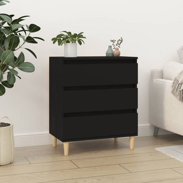 vidaXL Συρταριέρα, μαύρη, 60x35x70 cm, από ξύλο και συνθετικό υλικό