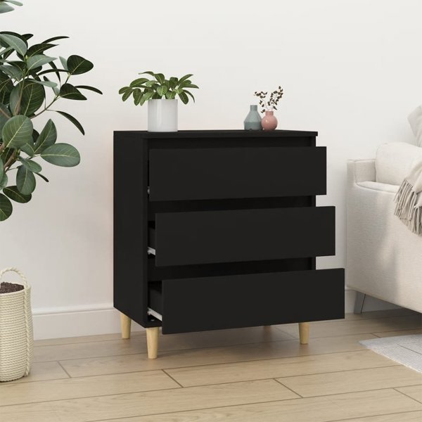 vidaXL Συρταριέρα, μαύρη, 60x35x70 cm, από ξύλο και συνθετικό υλικό