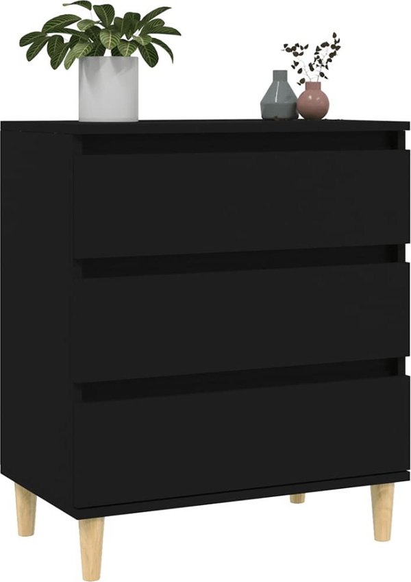 vidaXL Συρταριέρα, μαύρη, 60x35x70 cm, από ξύλο και συνθετικό υλικό