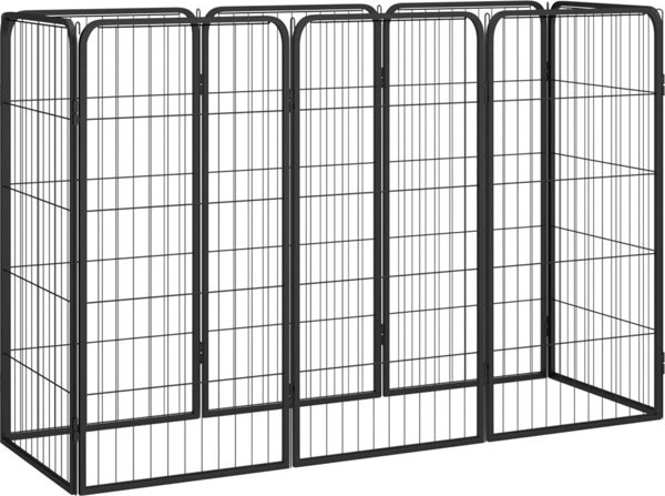vidaXL Kojec dla psa, 8 paneli, czarny, 50x100 cm, stal