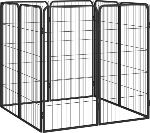 vidaXL Kojec dla psa, 8 paneli, czarny, 50x100 cm, stal