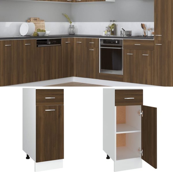vidaXL Κάτω ντουλάπι με συρτάρι, καφέ δρυς, 30x46x81,5 εκ.