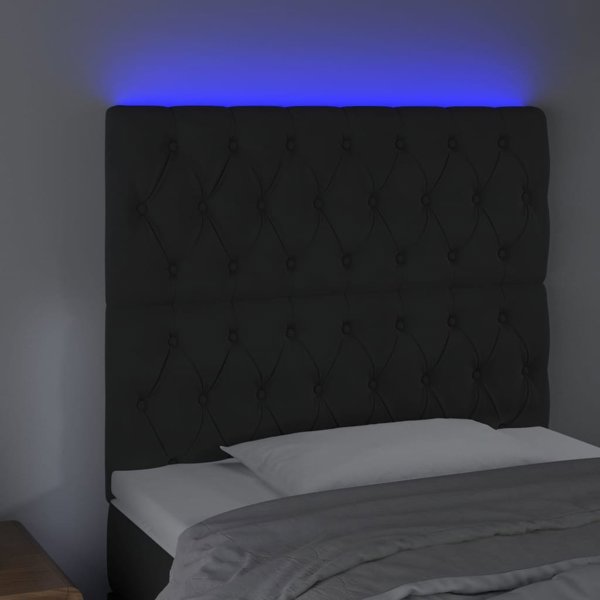 vidaXL Κεφαλάρι κρεβατιού με LED, μαύρο, 100x7x118/128 cm, βελούδινο
