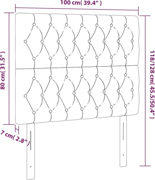 vidaXL Κεφαλάρι κρεβατιού με LED, μαύρο, 100x7x118/128 cm, βελούδινο