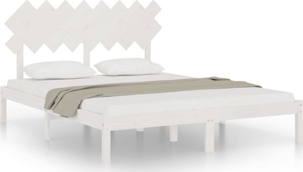 vidaXL Rama κρεβατιού, λευκή, 160 x 200 cm, από μασίφ ξύλο