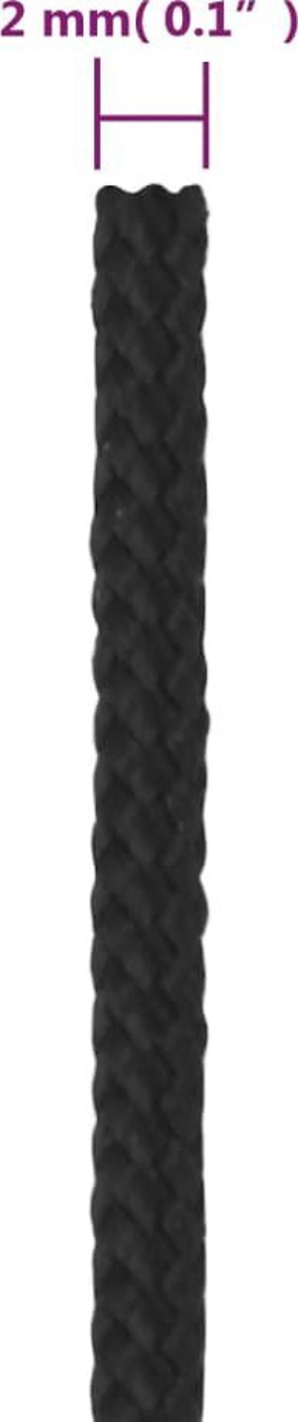 vidaXL Ναυτικό σχοινι, μαύρο μονόχρωμο, 2 mm, 100 m, πολυπροπυλένιο