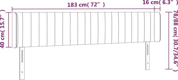 vidaXL Κεφαλάρι για κρεβάτι με LED, σκούρο πράσινο, 183x16x78/88cm, βελούδο