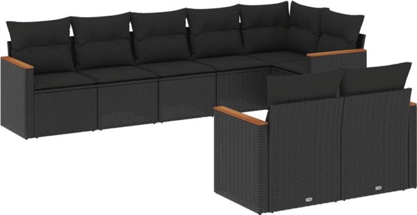 vidaXL vidaXL 8-cz. zestaw wypoczynkowy do ogrodu, z poduszkami, czarny