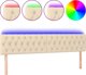 vidaXL Κεφαλάρι κρεβατιού με LED, κρεμ, 200x7x78/88 εκ., ύφασμα