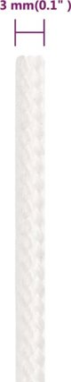 vidaXL Ναυτικό σχοινί, λευκό ομοιόμορφο, 3 mm, 25 m, πολυπροπυλένιο
