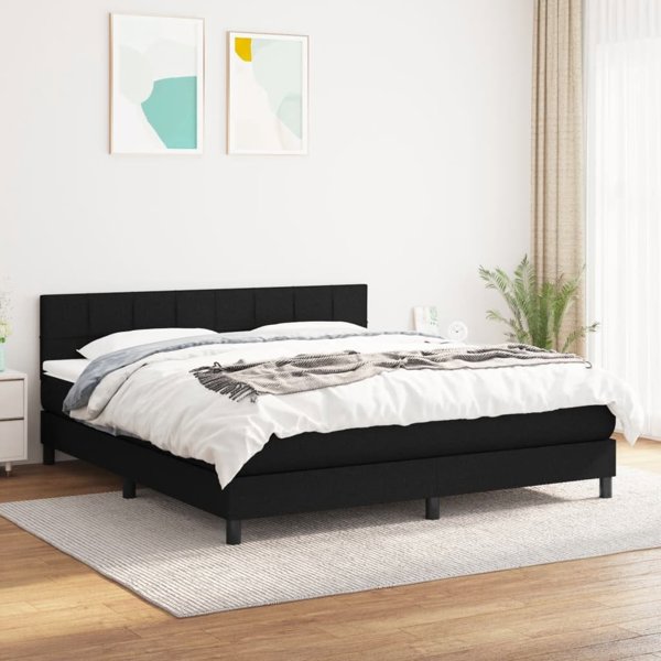 vidaXL Λοιζο Kontynentalne z materacem, czarne, tkanina 160x200 cm