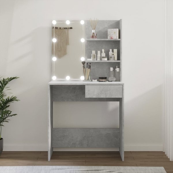 vidaXL Τουαλέτα με φωτισμό LED, τσιμεντένια γκρι, 74,5x40x141 cm