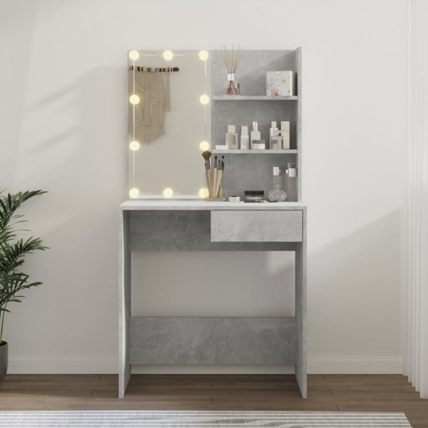 vidaXL Τουαλέτα με φωτισμό LED, τσιμεντένια γκρι, 74,5x40x141 cm