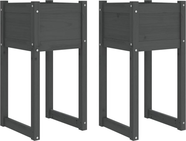 vidaXL vidaXL Donice, 2 szt., szare, 40x40x81 cm, lite drewno sosnowe