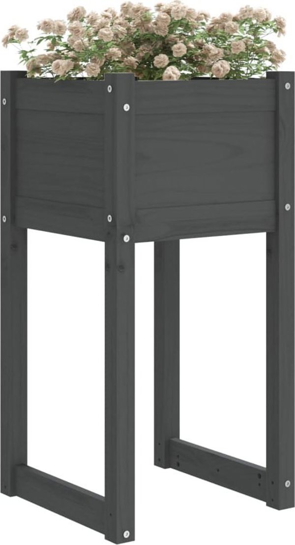 vidaXL vidaXL Donice, 2 szt., szare, 40x40x81 cm, lite drewno sosnowe