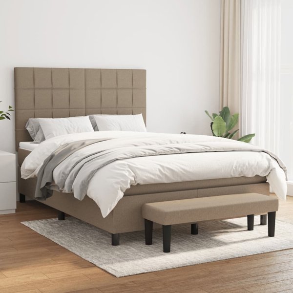 vidaXL Λουξ Κρεβάτι Με Στρώμα, Ταουπέ, Ύφασμα, 140x190cm