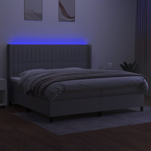vidaXL Ημερήσιο Κρεβάτι με Στρώμα 200x200cm Γκρι Υφασμάτινο