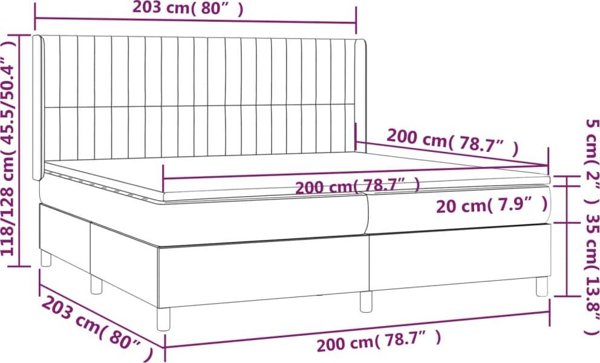 vidaXL Ημερήσιο Κρεβάτι με Στρώμα 200x200cm Γκρι Υφασμάτινο