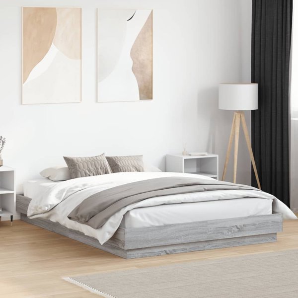 vidaXL Σκελετός Κρεβατιού, Γκρι Δρυς Σονόμα, 160x200 εκ, από Ξυλοπαράγωγο Υλικό