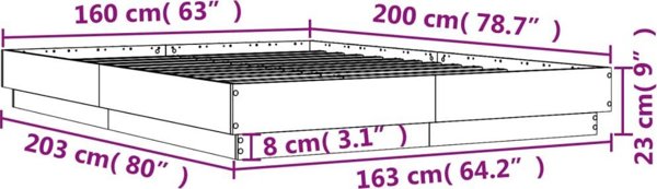 vidaXL Σκελετός Κρεβατιού, Γκρι Δρυς Σονόμα, 160x200 εκ, από Ξυλοπαράγωγο Υλικό