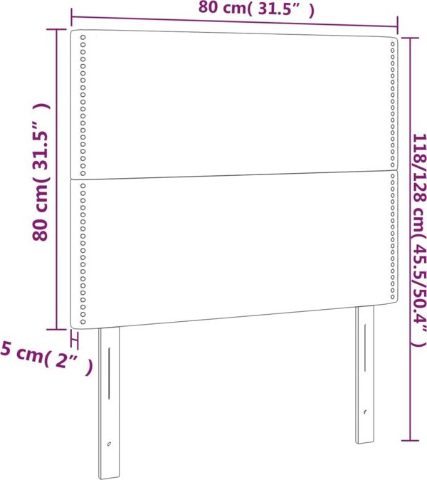 vidaXL Κεφαλάρι Κρεβατιού με LED, Ροζ, 80x5x118/128 cm, Βελούδο