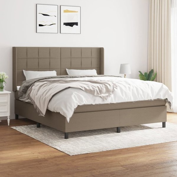 vidaxL Κοντινενταλ κρεβατι με στρωμα, taupe υφασμα 180x200 εκ.