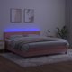 vidaXL Lozko kontynentalne z materacem i LED, rozowy aksamit 180x200cm