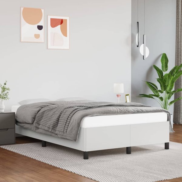vidaXL Ράμα κρεβατιού, λευκή, 120x200 cm, επενδυμένο με δερματίνη